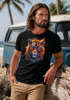 Herren T-Shirt Tiger Print Aufdruck Flammen Sommer Sonnenbrille Kunst Fashion Streetstyle Neverless®preview