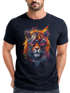 Herren T-Shirt Tiger Print Aufdruck Flammen Sommer Sonnenbrille Kunst Fashion Streetstyle Neverless®preview