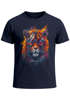 Herren T-Shirt Tiger Print Aufdruck Flammen Sommer Sonnenbrille Kunst Fashion Streetstyle Neverless®preview