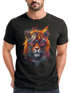Herren T-Shirt Tiger Print Aufdruck Flammen Sommer Sonnenbrille Kunst Fashion Streetstyle Neverless®preview