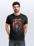 Herren T-Shirt Tiger Print Aufdruck Flammen Sommer Sonnenbrille Kunst Fashion Streetstyle Neverless®preview