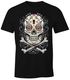 Herren T-Shirt - Totenkopf Blumen Skull - Comfort Fit MoonWorks®preview