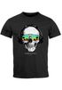 Herren T-Shirt Totenkopf Kopfhörer Musik Party Skull Sonnenbrille Schädel Sounds of Detroit Music Slim Fit Neverless®preview