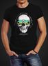 Herren T-Shirt Totenkopf Kopfhörer Musik Party Skull Sonnenbrille Schädel Sounds of Detroit Music Slim Fit Neverless®preview