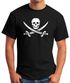 Herren T-Shirt Totenkopf Pirat Piratenflagge Motiv Black Jack Fun Shirt Moonworks®preview