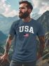 Herren T-Shirt USA Schriftzug College Retro US Flagge Amerika Fashion Streetstyle Neverless®preview