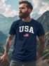 Herren T-Shirt USA Schriftzug College Retro US Flagge Amerika Fashion Streetstyle Neverless®preview