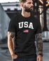 Herren T-Shirt USA Schriftzug College Retro US Flagge Amerika Fashion Streetstyle Neverless®preview