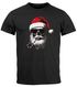 Herren T-Shirt Weihnachten Lustig Skull Totenkopf Weihnachtsmütze Outfit Männer XMAS Moonworks®preview