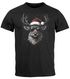 Herren T-Shirt Weihnachten Rentier Hirsch Elch mit Weihnachtsmütze XMAS Printshirt Moonworks®preview