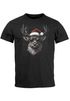 Herren T-Shirt Weihnachten Rentier Hirsch Elch mit Weihnachtsmütze XMAS Printshirt Moonworks®preview