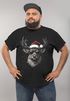 Herren T-Shirt Weihnachten Rentier Hirsch Elch mit Weihnachtsmütze XMAS Printshirt Moonworks®preview