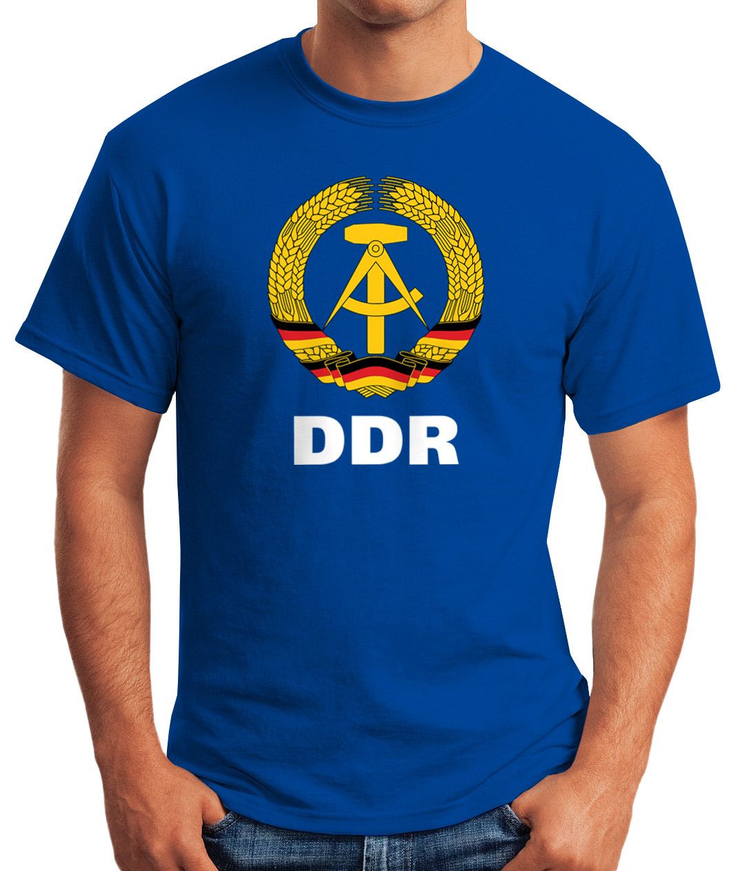 MoonWorks Herren WM-Shirt DDR Fan Nostalgie 2018 Retro
