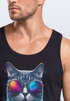Herren Tank-Top Aufdruck Katze Cat Sommer Style Fashion Streetstyle Muskelshirt Muscle Shirt Neverless®preview