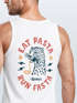 Herren Tank-Top Aufdruck Schrift Eat Pasta Backprint Brustlogo Retro Fashion Sommer Muskelshirt Neverless®preview