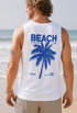 Herren Tank-Top Backprint Beach Social Club Retro Sommer Shirt mit Palmen Print und California Vibes – Muskelshirt Neverless®preview