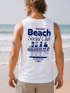 Herren Tank-Top Backprint Beach Social Club Surfer Grafik Sommer-Slogan Muskelshirt Baumwolle Neverless®preview