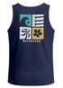 Herren Tank-Top Backprint mit Sommer Symbol Print - Ärmelloses Shirt mit Wellen-, Sonnen- und Blumen-Grafik – Streetwear Muskelshirt Neverless®preview