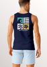 Herren Tank-Top Backprint mit Sommer Symbol Print - Ärmelloses Shirt mit Wellen-, Sonnen- und Blumen-Grafik – Streetwear Muskelshirt Neverless®preview