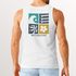 Herren Tank-Top Backprint mit Sommer Symbol Print - Ärmelloses Shirt mit Wellen-, Sonnen- und Blumen-Grafik – Streetwear Muskelshirt Neverless®preview