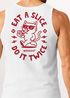 Herren Tank-Top Backprint Pizza Katze Spruch– Rückendruck im Comic-Stil – Printshirt Baumwolle Fashion Streetstyle Muskelshirt Neverless®preview