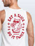 Herren Tank-Top Backprint Pizza Katze Spruch– Rückendruck im Comic-Stil – Printshirt Baumwolle Fashion Streetstyle Muskelshirt Neverless®preview
