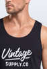 Herren Tank-Top Bedruckt Vintage Schriftzug Retro Design Aufdruck Print Muskelshirt Muscle Shirt Neverless®preview