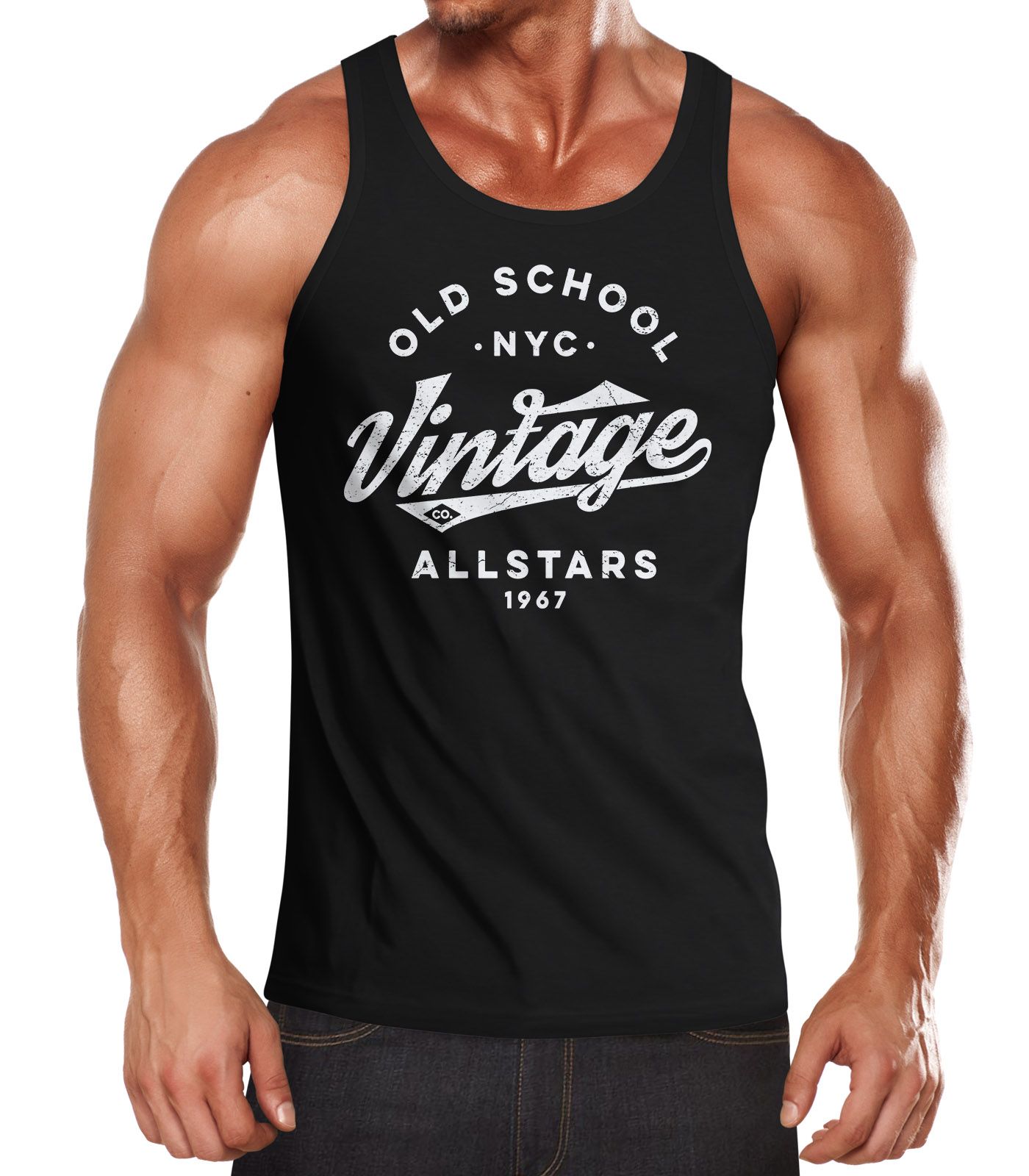 Herren Tank-Top College Style Schriftzug Oldschool Vintage Allstars Design Muskelshirt Muscle Shirt Neverless®