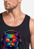 Herren Tank-Top DJ Katze Musik Print Festival EDM Shirt mit Katzenmotiv am DJ-Pult Muskelshirt Streetwear Sommer Neverless®preview