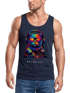 Herren Tank-Top DJ Katze Musik Print Festival EDM Shirt mit Katzenmotiv am DJ-Pult Muskelshirt Streetwear Sommer Neverless®preview