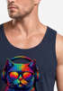 Herren Tank-Top DJ Katze Musik Print Festival EDM Shirt mit Katzenmotiv am DJ-Pult Muskelshirt Streetwear Sommer Neverless®preview