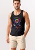 Herren Tank-Top DJ Katze Musik Print Festival EDM Shirt mit Katzenmotiv am DJ-Pult Muskelshirt Streetwear Sommer Neverless®preview