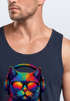 Herren Tank-Top DJ Katze Musik Print Festival EDM Shirt mit Katzenmotiv am DJ-Pult Muskelshirt Streetwear Sommer Neverless®preview