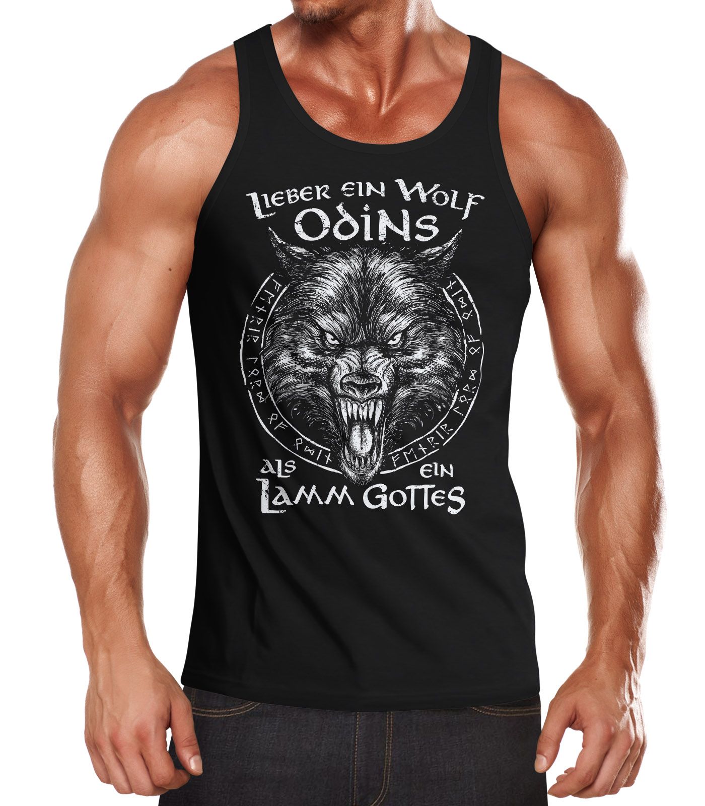 Herren Tank-Top  Lieber ein Wolf Odins als ein Lamm Gottes Wikinger nordische Mythologie Muskelshirt Muscle Shirt Neverless®