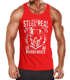 Herren Tank Top Muscle Shirt - Steel Is Real Biker Totenkopf Skull Stahlhelm Born To Ride - Moonworkspreview