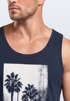 Herren Tank-Top Palmen Fotoprint Vintage Style Frontprint Beach Sommer Strand Outfit Muskelshirt Neverless®preview