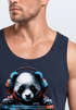 Herren Tank-Top Panda Bär Aufdruck Tiermotiv Musik Techo Print Fashion Streetstyle Muskelshirt Muscle Shirt Neverless®preview