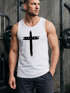 Herren Tank-Top Print Aufdruck Kreuz Cross Faith Glaube Trend-Motiv Techwear Fashion Streetstyle Muskelshirt Neverless®preview