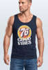 Herren Tank-Top Sommer Good Vibes 70er Jahre Retro Print Hippie Style Muskelshirt Muscle Shirt Neverless®preview