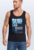 Herren Tank-Top Surf Design San Diego Palmen Beach Strand Sommer Palmen Muskelshirt Muscle Shirt Neverless®preview