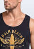 Herren Tank-Top Surfing Motiv Vintage Effekt Palm Beach California USA Schriftzug Fashion Streetstyle Muskelshirt Muscle Shirt Neverless®preview