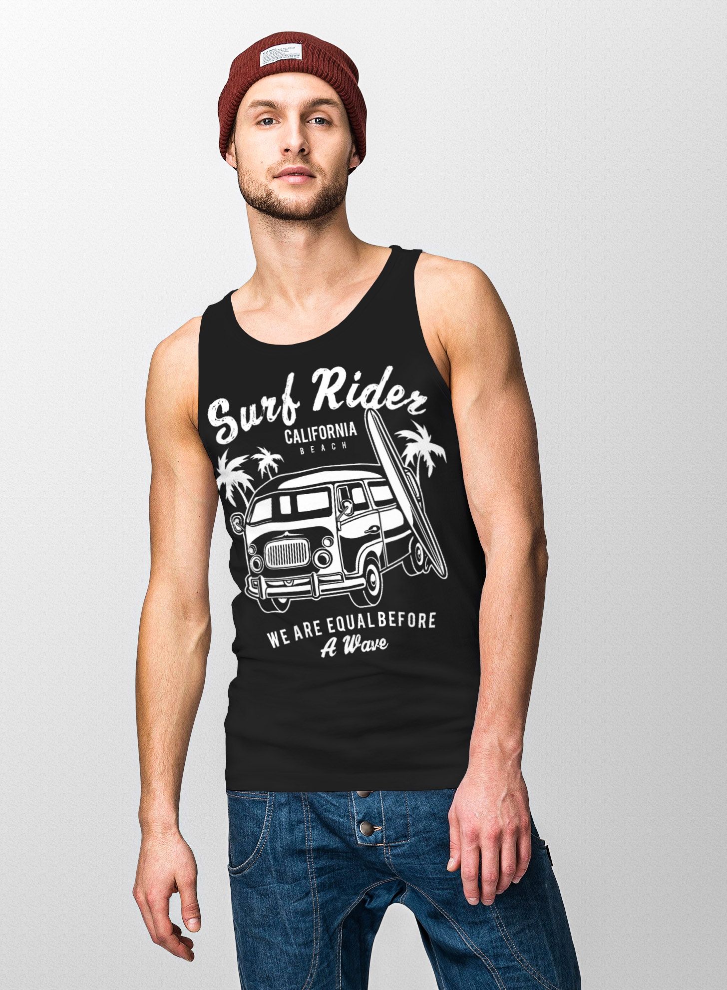 Herren Tank Top T Shirt Bus Surfing Retro Neverless® Akowi 9790