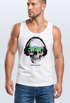 Herren Tank-Top Totenkopf Kopfhörer Musik Party Skull Sonnenbrille Schädel Muskelshirt Muscle Shirt Neverless®preview
