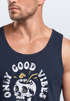 Herren Tank-Top Totenkopf Schrift Only Good Vibes Skull Summer Sommer Retro Vintage Muskelshirt Muscle Shirt Neverless®preview