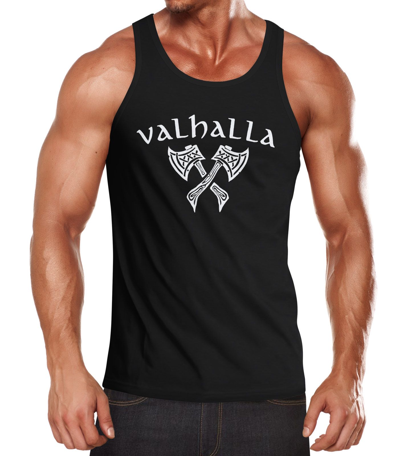 Herren Tank-Top Valhalla Viking Axt Nordische Mythologie Odin Muskelshirt Muscle Shirt Neverless®