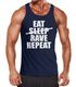 Herren Tanktop Eat Sleep Rave Repeat Techno Party Feiern Muskelshirt Moonworks®preview