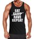 Herren Tanktop Eat Sleep Rave Repeat Techno Party Feiern Muskelshirt Moonworks®preview