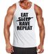 Herren Tanktop Eat Sleep Rave Repeat Techno Party Feiern Muskelshirt Moonworks®preview