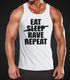 Herren Tanktop Eat Sleep Rave Repeat Techno Party Feiern Muskelshirt Moonworks®preview