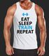 Herren Tanktop Eat Sleep Train Repeat Bodybuilder Fitness Gym Training MoonWorkspreview